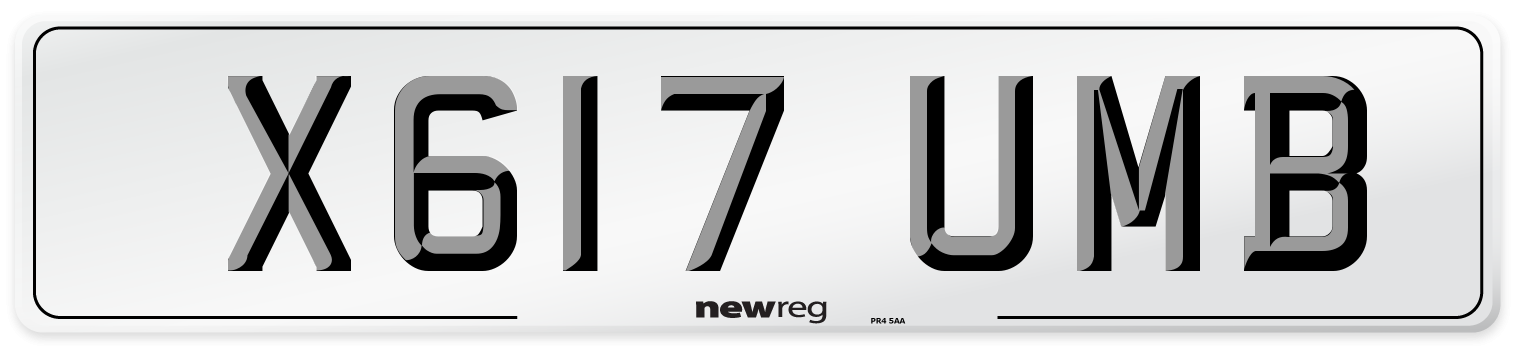 X617 UMB Number Plate from New Reg